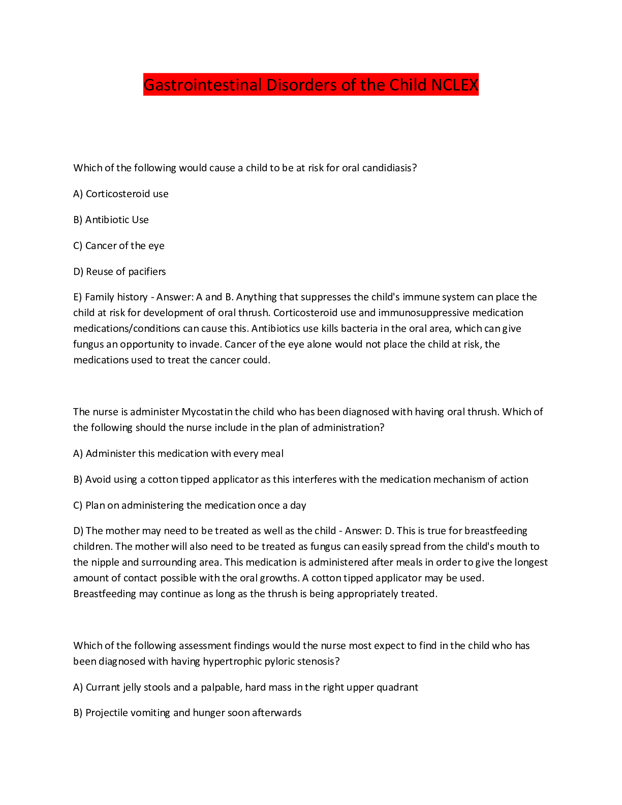 Preview image for Gastrointestinal Disorders of the Child NCLEX